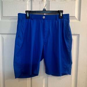 Redvanly Men's Tech Golf Performance Shorts Cobalt Blue Size 32 Moisture Wicking